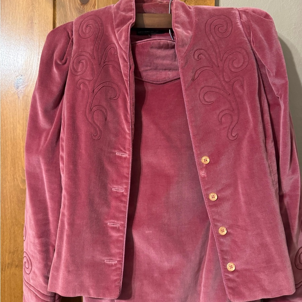 Vintage Patty Woodward Elegant Pink Velvet Women's Suit
